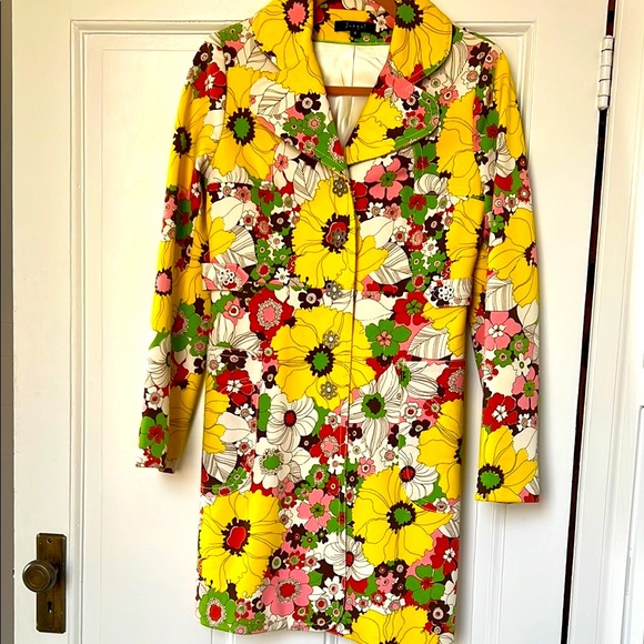 Floral Yellow and Green Coat - Picture 1 of 7